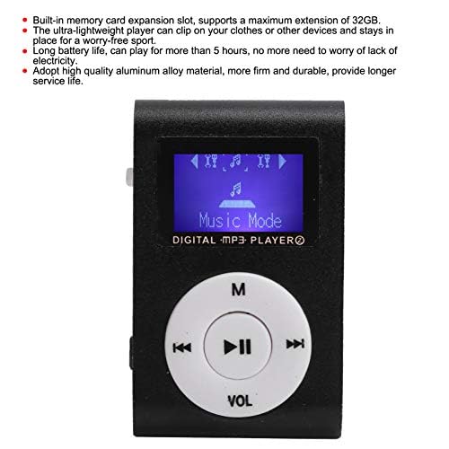 GOWENIC Portable Mini MP3 Player for Walking & Running - Supports 32GB, LCD Screen, BackClip Design (Black) - View 4 of 9