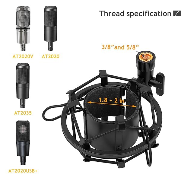 Frgyee AT2020 Mic Stand with Shock Mount & Pop Filter - Heavy Duty Boom Arm for Audio Technica AT2020/AT2035 - View 5 of 8