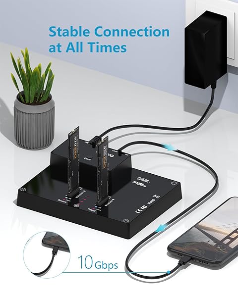 MAIWO MAIWO K3015P Portable Dual Bay M.2 NVME Dock: 10Gbps Tool-Free SSD Enclosure with Offline Clone & System Copy - View 4 of 8