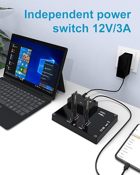 MAIWO MAIWO K3015P Portable Dual Bay M.2 NVME Dock: 10Gbps Tool-Free SSD Enclosure with Offline Clone & System Copy - View 5 of 8