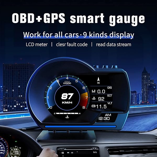 wiiyii KGDHjuei Car HUD Head-Up Display P6: OBD+GPS Smart Gauge for Most Cars - Enhance Your Driving Experience! - View 4 of 11