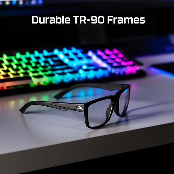 HyperX HyperX Spectre Mission Gaming Eyewear Blue Light Blocking UV Protection Crystal Clear Lenses TR-90 Frame Microfiber Pouch Square Frame Blue - View 9 of 9