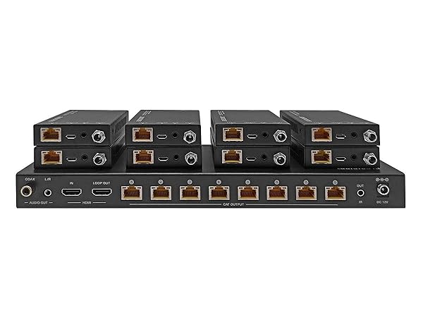 Monoprice Monoprice 4K HDMI 2.0 1x8 Splitter Extender Kit 60 Meters 4K 60Hz 18Gbps HDR10 Dolby Vision HDCP 2.2 Blackbird Series - View 4 of 8