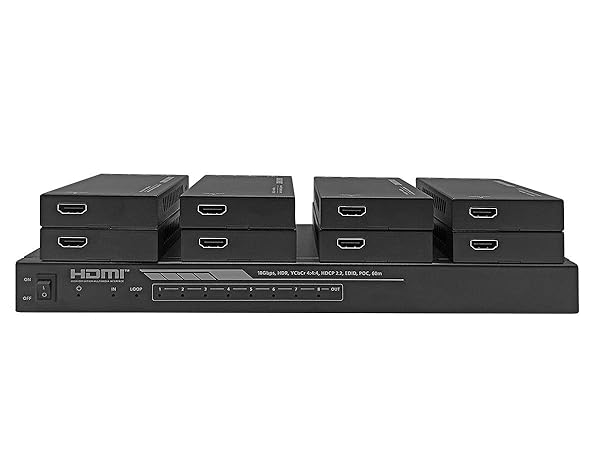 Monoprice Monoprice 4K HDMI 2.0 1x8 Splitter Extender Kit 60 Meters 4K 60Hz 18Gbps HDR10 Dolby Vision HDCP 2.2 Blackbird Series - View 5 of 8
