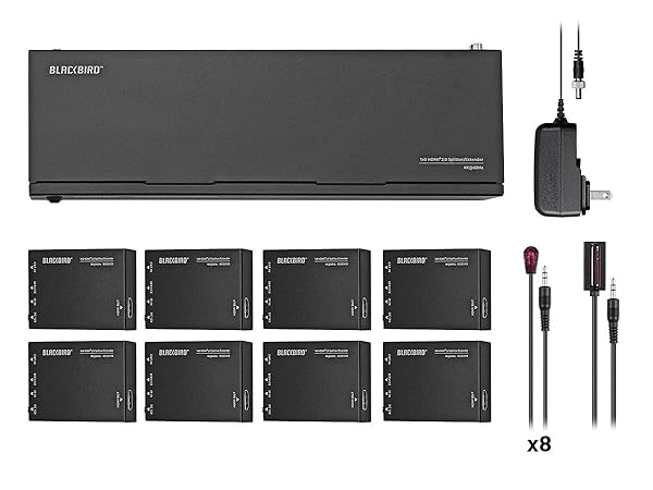 Monoprice Monoprice 4K HDMI 2.0 1x8 Splitter Extender Kit 60 Meters 4K 60Hz 18Gbps HDR10 Dolby Vision HDCP 2.2 Blackbird Series - View 8 of 8