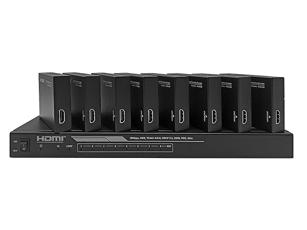 Monoprice Monoprice 4K HDMI 2.0 1x8 Splitter Extender Kit 60 Meters 4K 60Hz 18Gbps HDR10 Dolby Vision HDCP 2.2 Blackbird Series - View 2 of 8