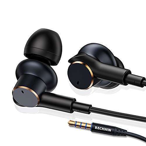 BACKWIN High-Fidelity Wired Headphones: 4-Speaker Noise-Cancelling Earbuds with Mic & Volume Control - View 2 of 9