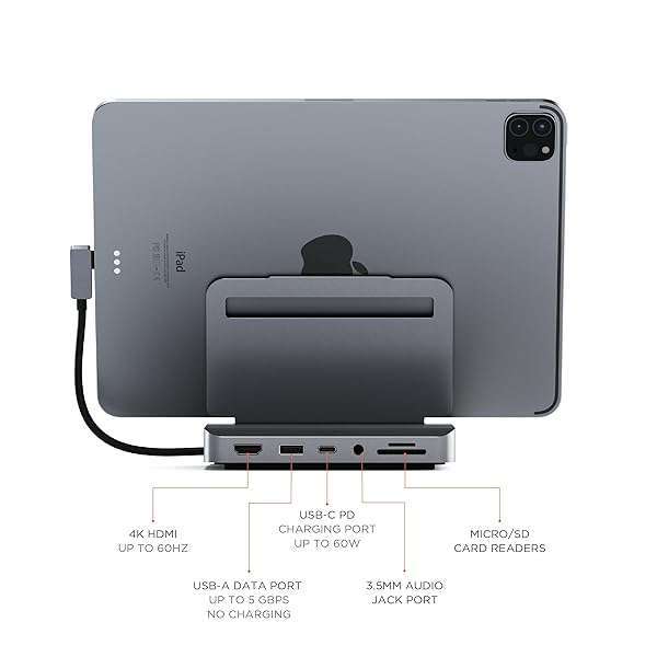 Satechi Buy Satechi 6-in-1 USB-C Hub & Stand for iPad Pro, Air, Mini 6 - Aluminum Docking Station for M1/M2 Models - View 6 of 8