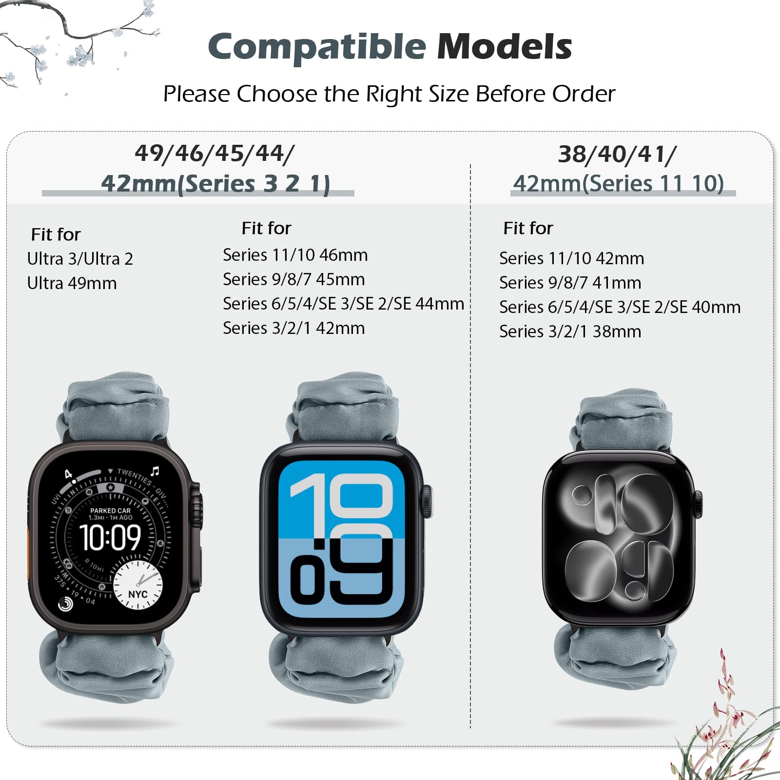 Beatlone Scrunchie Solo Loop Watch Bands Compatible for Apple Watch Band 38mm 40mm 41mm 42mm 44mm 45mm 46mm 49mm Soft Stretchy Women Elastic Strap - View 2 of 7