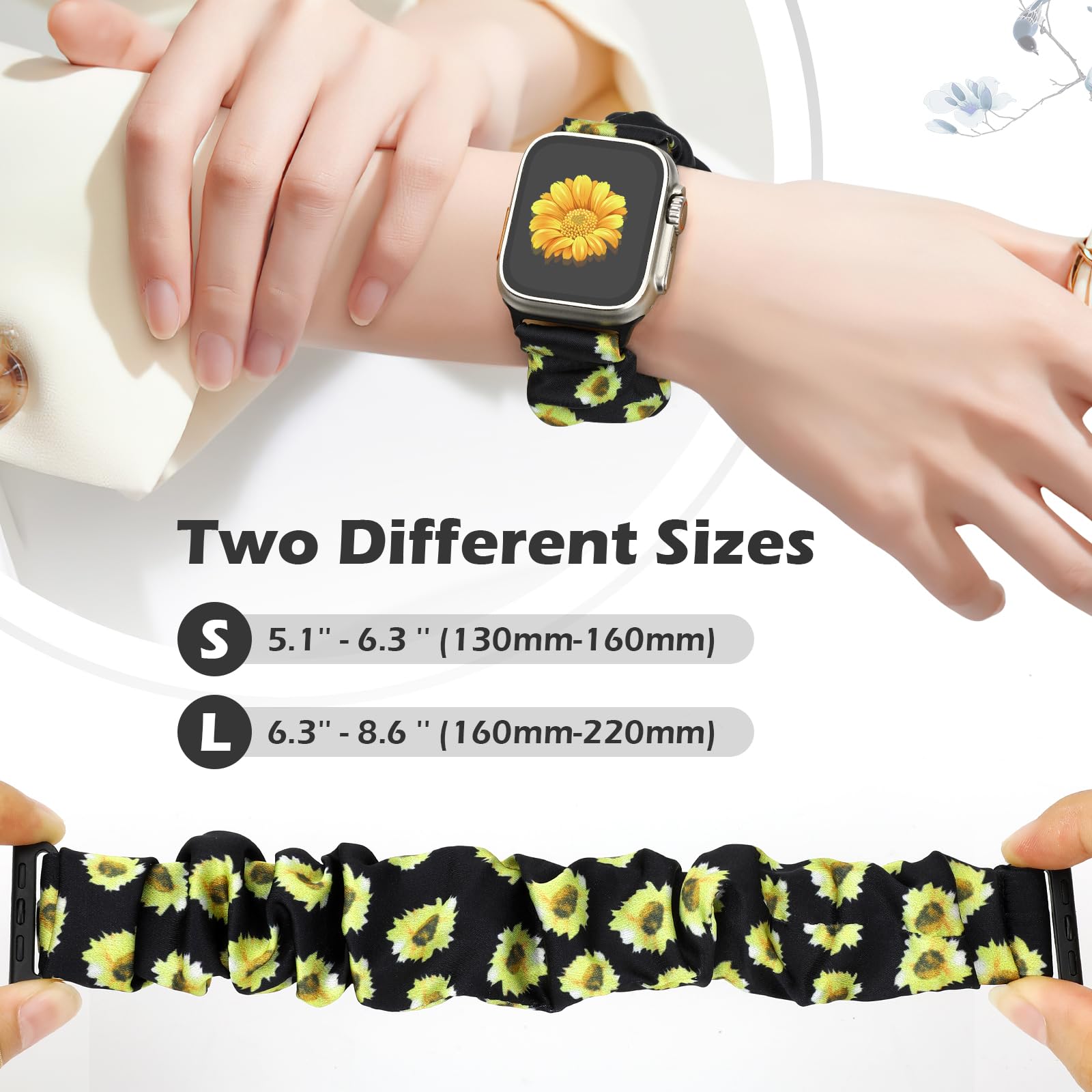 Beatlone Scrunchie Solo Loop Watch Bands Compatible for Apple Watch Band 38mm 40mm 41mm 42mm 44mm 45mm 46mm 49mm Soft Stretchy Women Elastic Strap - View 3 of 7