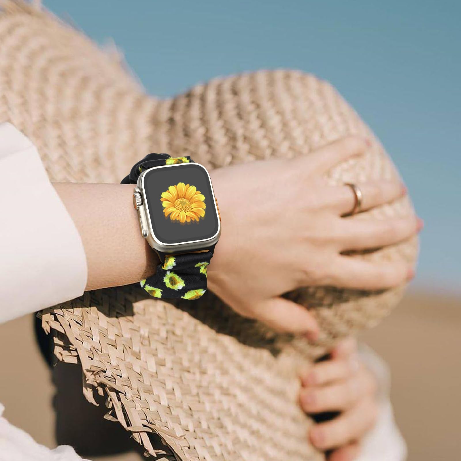 Beatlone Scrunchie Solo Loop Watch Bands Compatible for Apple Watch Band 38mm 40mm 41mm 42mm 44mm 45mm 46mm 49mm Soft Stretchy Women Elastic Strap - View 6 of 7