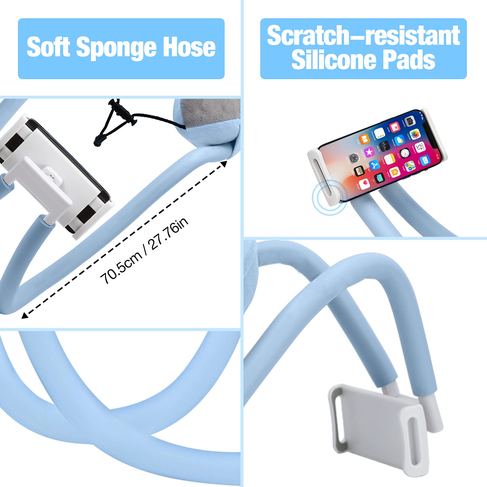 MoKo Moko Neck Phone Holder Lazy Gooseneck Pillow Stand 360 Rotation for 4 to 11 Inch Devices Compatible with iPhone 12 Galaxy S21 iPad Air Pro Blue - View 5 of 6