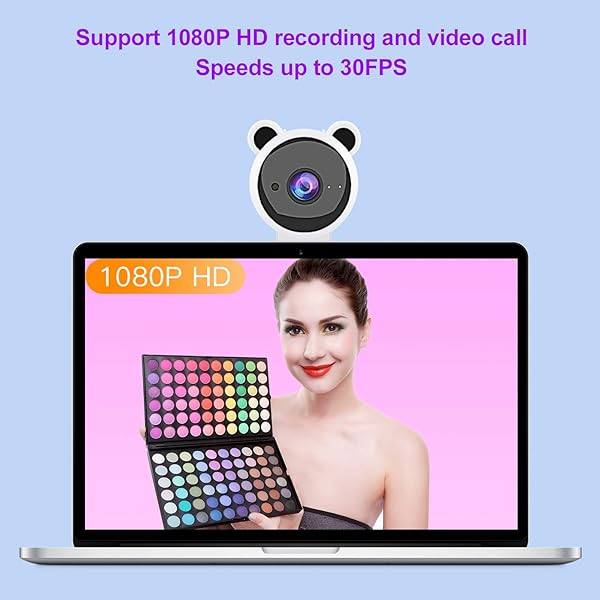 Yunir Yunir 1080P Webcam with Built-In Microphone for Live Streaming & Video Recording - USB Computer Camera (White) - View 4 of 11