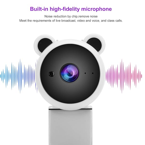 Yunir Yunir 1080P Webcam with Built-In Microphone for Live Streaming & Video Recording - USB Computer Camera (White) - View 5 of 11