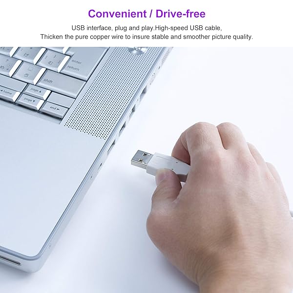 Yunir Yunir 1080P Webcam with Built-In Microphone for Live Streaming & Video Recording - USB Computer Camera (White) - View 6 of 11