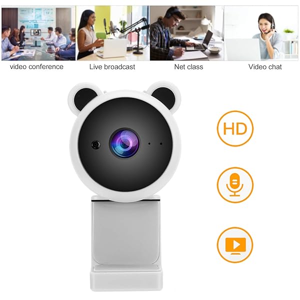 Yunir Yunir 1080P Webcam with Built-In Microphone for Live Streaming & Video Recording - USB Computer Camera (White) - View 9 of 11