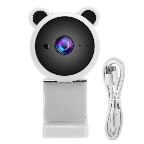 Yunir Yunir 1080P Webcam with Built-In Microphone for Live Streaming & Video Recording - USB Computer Camera (White) - View 3 of 11