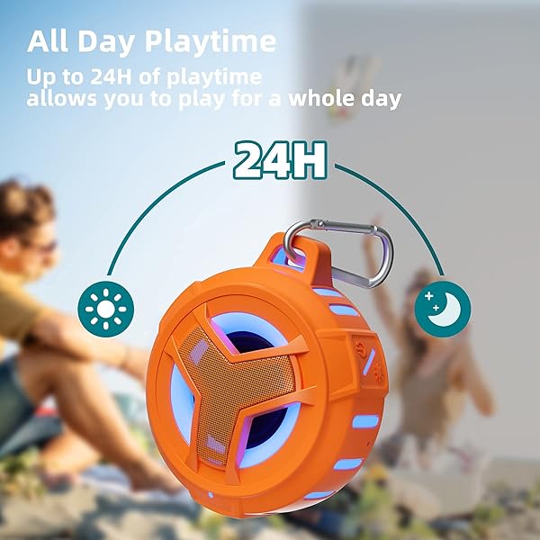 EBODA EBODA IPX7 Waterproof Bluetooth Shower Speaker - Portable Mini Speaker with RGB Light for Pool, Beach & Kayak - Perfect Gift for All! - View 10 of 10