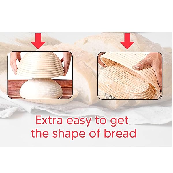 RoEsha 9 Inch Round Bread Banneton Proofing Basket Set of 2 for Sourdough Baking Tools for Home and Professional Bakers - View 5 of 7