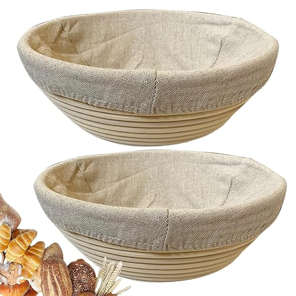 RoEsha 9 Inch Round Bread Banneton Proofing Basket Set of 2 for Sourdough Baking Tools for Home and Professional Bakers