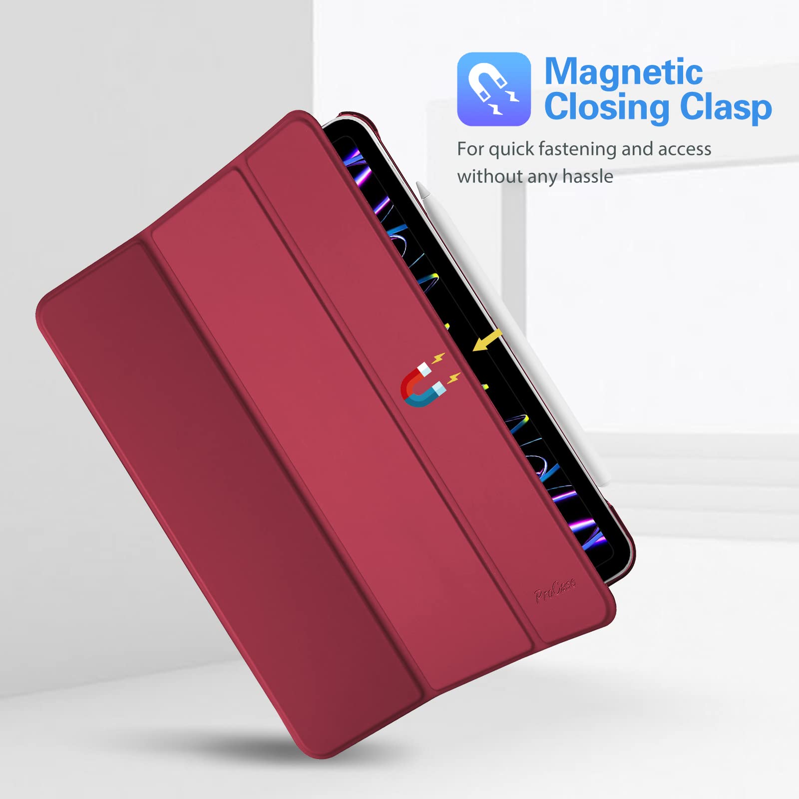 ProCase "ProCase Slim Hard Shell Cover for iPad Pro 11" (2018-2022) - Smart Stand Case in Wine Color" - View 9 of 9