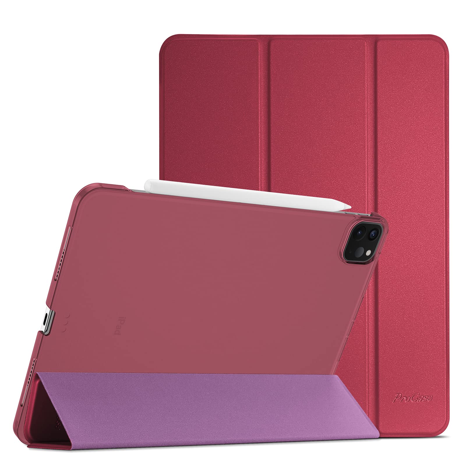 "ProCase Slim Hard Shell Cover for iPad Pro 11" (2018-2022) - Smart Stand Case in Wine Color"