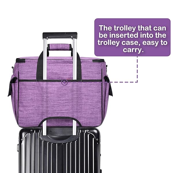 CAB55 CAB55 Purple Sewing Machine Case Carrying Bag with Removable Padding for Sewing Machine and Accessories 17x13x14 - View 6 of 9
