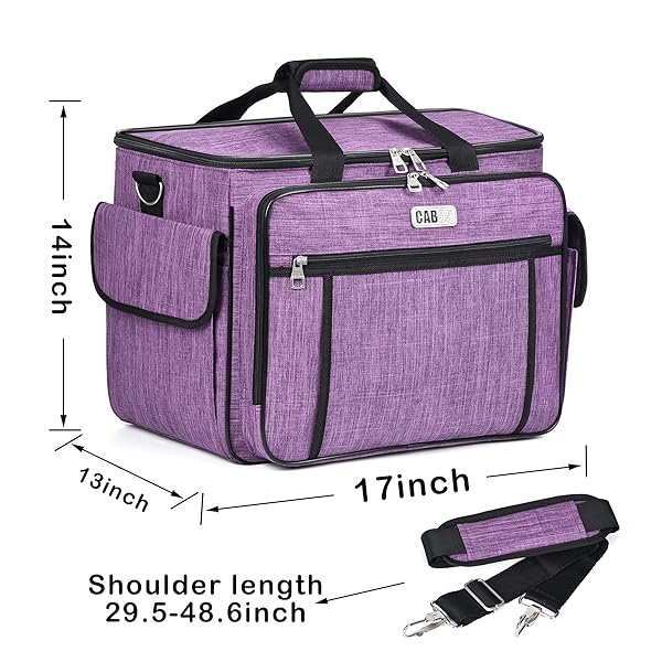 CAB55 CAB55 Purple Sewing Machine Case Carrying Bag with Removable Padding for Sewing Machine and Accessories 17x13x14 - View 7 of 9