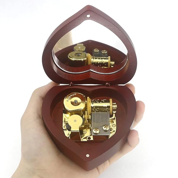 SOFTALK SOFTALK Heart-Shaped Music Box - Perfect Retro Gift for Christmas, Birthdays & Valentine's Day (Wine Red, 'Can't Help Falling in Love') - View 4 of 8