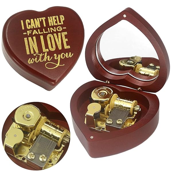 SOFTALK SOFTALK Heart-Shaped Music Box - Perfect Retro Gift for Christmas, Birthdays & Valentine's Day (Wine Red, 'Can't Help Falling in Love') - View 2 of 8