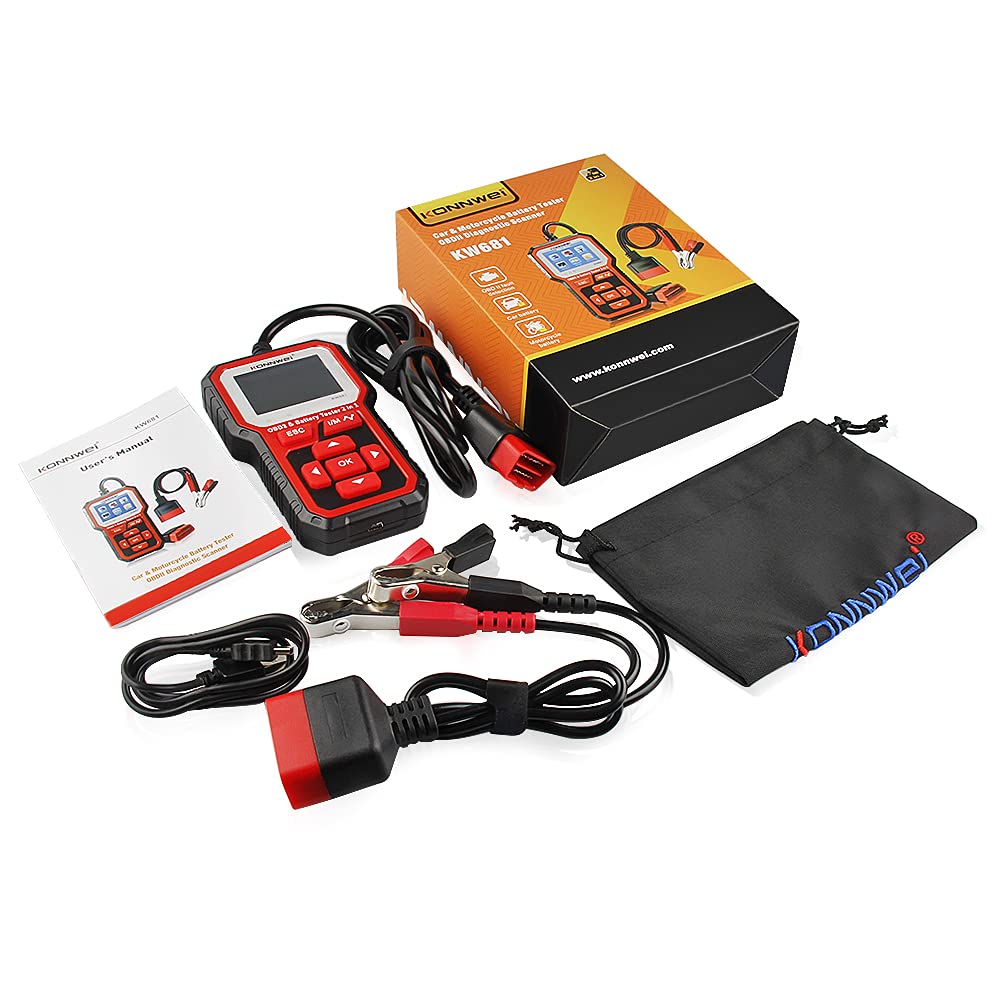 KONNWEI KW681 OBD2 Scanner and Car Battery Tester 2 in 1 Diagnostic Tool for Engine Code Reading and Alternator Load Testing - View 8 of 8