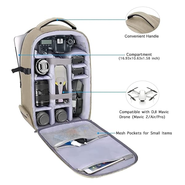 MOSISO MOSISO Waterproof Camera Backpack for DSLR SLR Mirrorless with Tripod Holder and Laptop Compartment Compatible with Canon Nikon Sony Camel - View 3 of 9