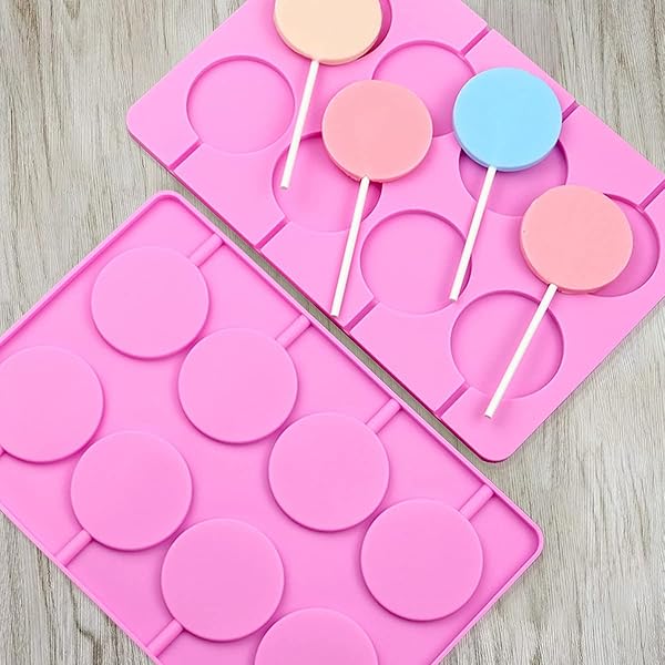 HYCSC HYCSC Silicone Lollipop Molds 8 Capacity Large Sucker Molds for Chocolate Hard Candy Ice Molds Perfect for Lollipops and Cake Pops 2PCS - View 5 of 8