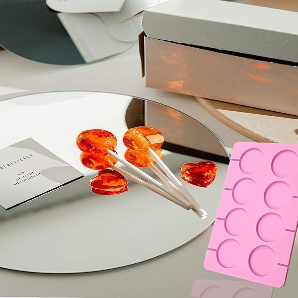 HYCSC HYCSC Silicone Lollipop Molds 8 Capacity Large Sucker Molds for Chocolate Hard Candy Ice Molds Perfect for Lollipops and Cake Pops 2PCS - View 8 of 8