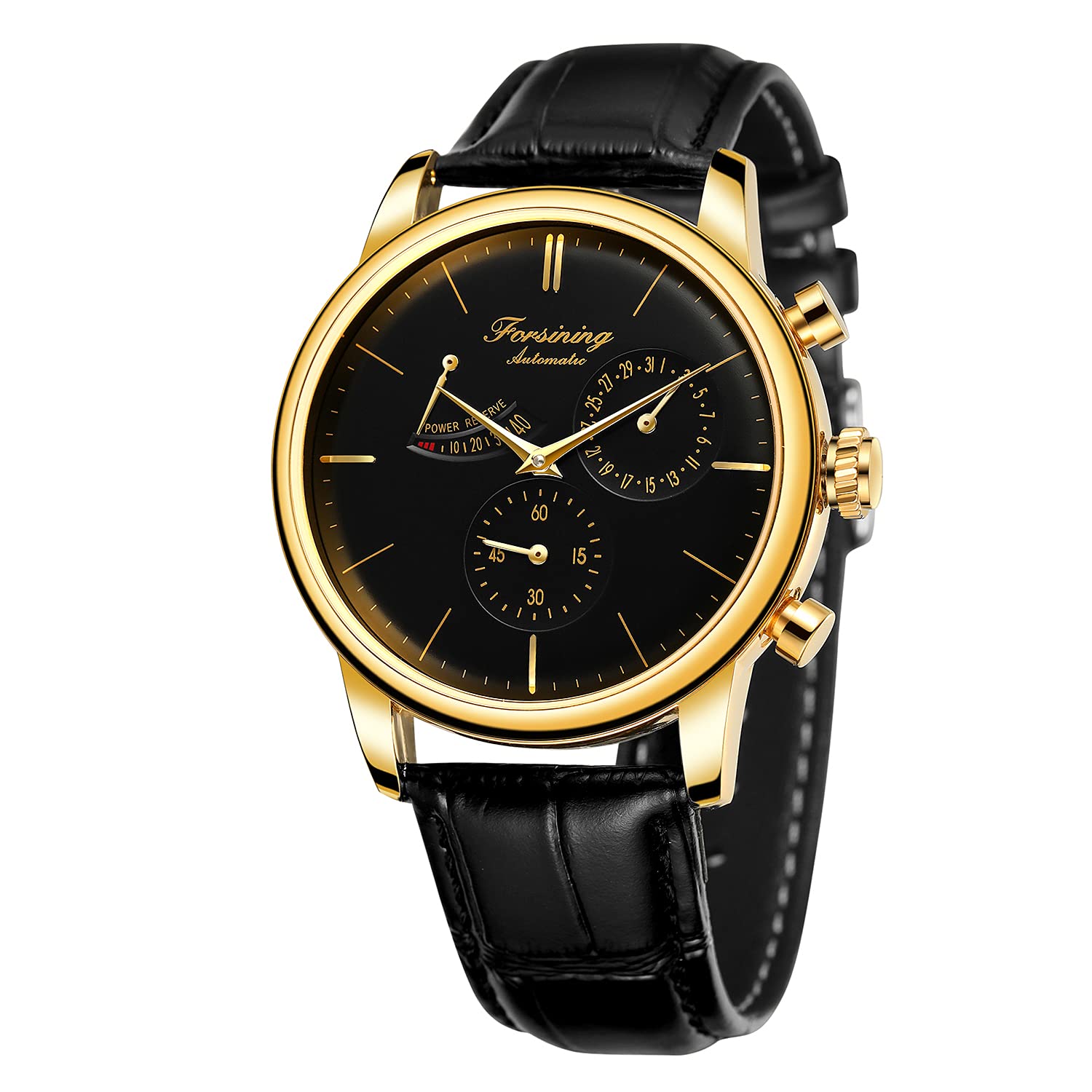 FORSINING Men Automatic Watch Power Reserve Date Display Fashion Mechanical Wristwatch