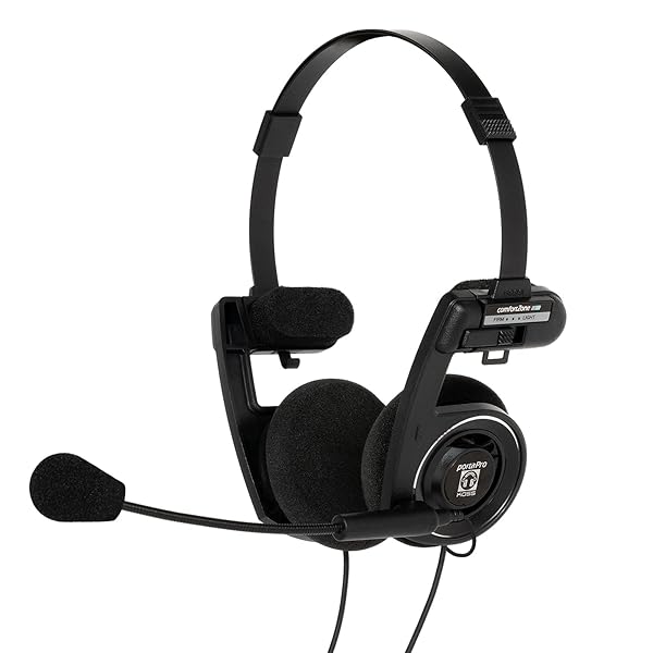 Buy Koss Porta Pro Double-Sided On-Ear Headset with Flexible Mic & Collapsible Design - Wired 3.5mm TRRS Plug, Black