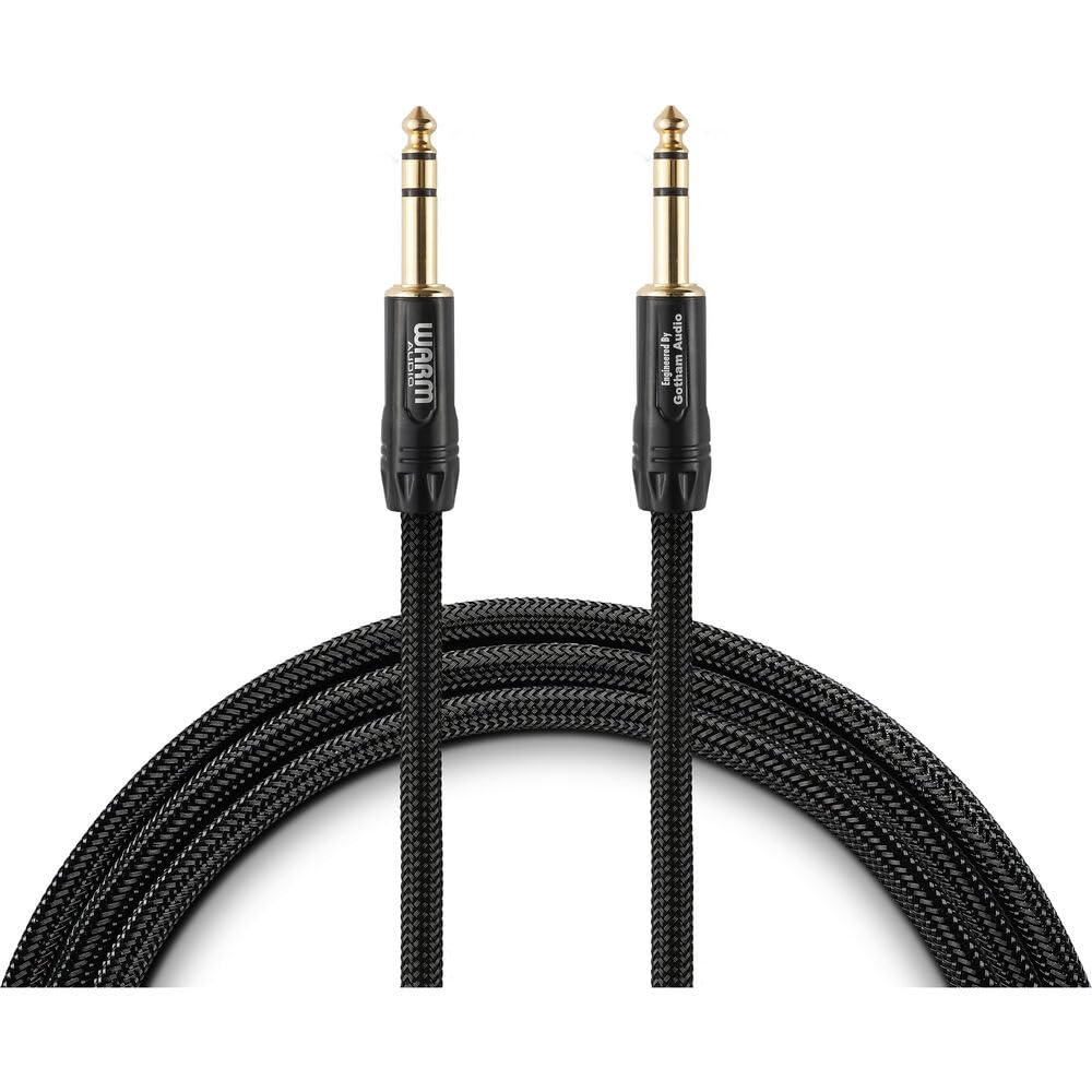 Warm Audio Prem-TRS 20' Cable - Premier Series Black/Gold TRS to TRS for Superior Sound Quality