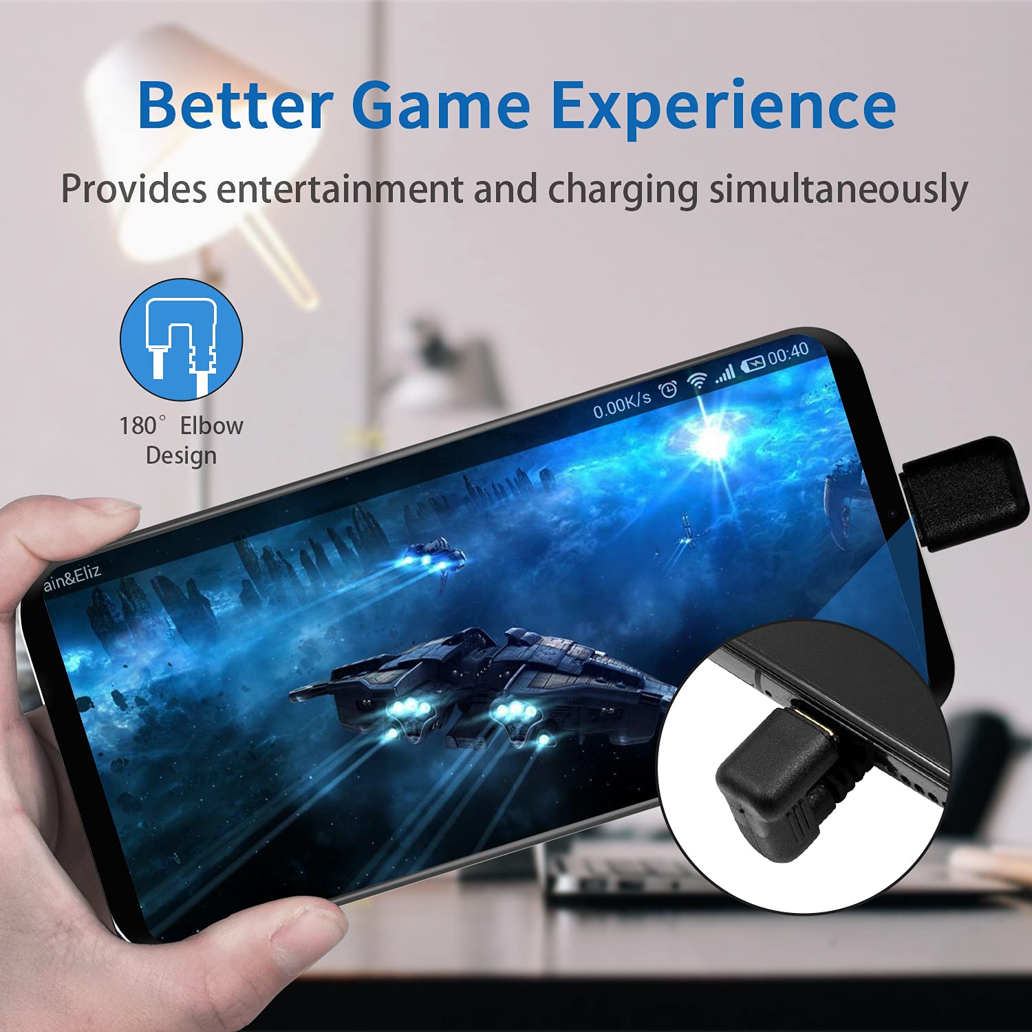 Poyiccot Poyiccot 6ft USB Type C Extension Cable 10Gbps 60W U Shape Male to Female 180 Degree Extender for Smartphone and MacBook - View 4 of 7