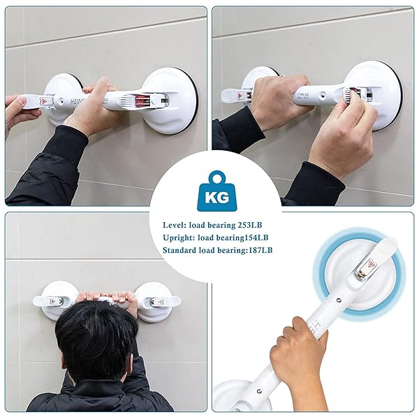 HEINSY HEINSY 19inch Suction Shower Grab Bar Portable Handle with Strong Hold Suction Cup for Bathroom Max Capacity 300lb - View 10 of 11