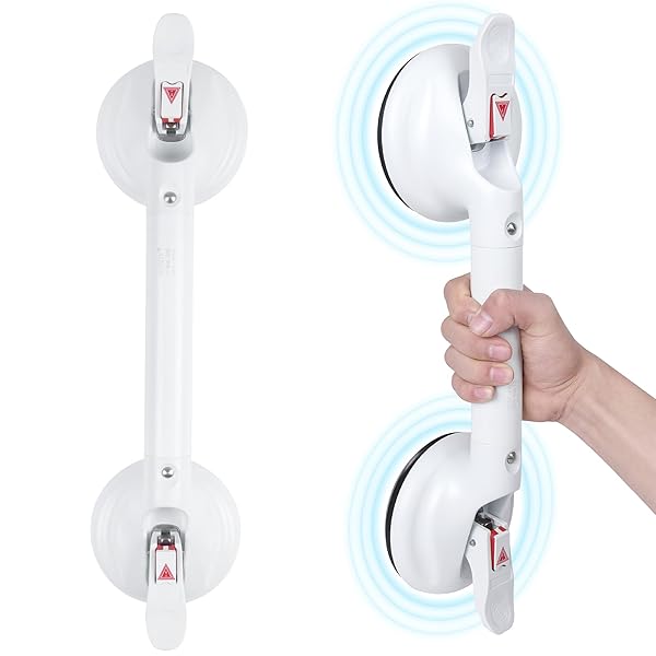 HEINSY HEINSY 19inch Suction Shower Grab Bar Portable Handle with Strong Hold Suction Cup for Bathroom Max Capacity 300lb
