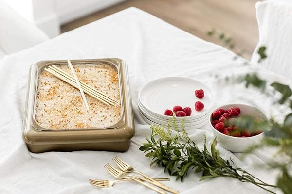 Fancy Panz Fancy Panz Gold Glitter Serving Tray for Food Made in USA Stackable Aluminum Pan Holders 9x13x2 Travel Casserole Carrier - View 4 of 7