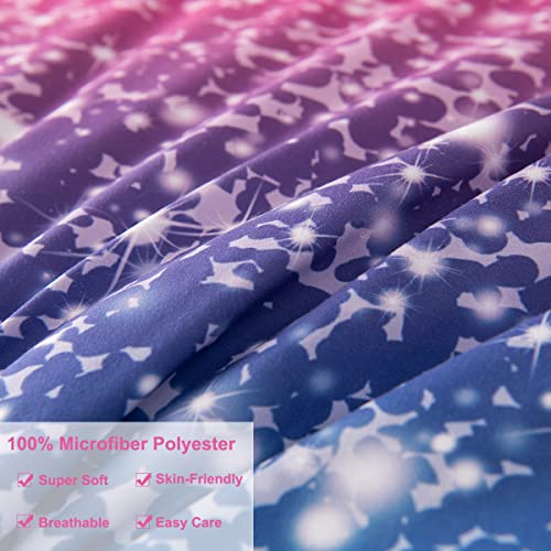 PERFEMET PERFEMET Queen Size Girls Bedding Set 6 Piece Blue Pink Comforter Set Colorful Rainbow Glitter Fluffy Tie Dye Teen Girl Bedroom Decor - View 7 of 8