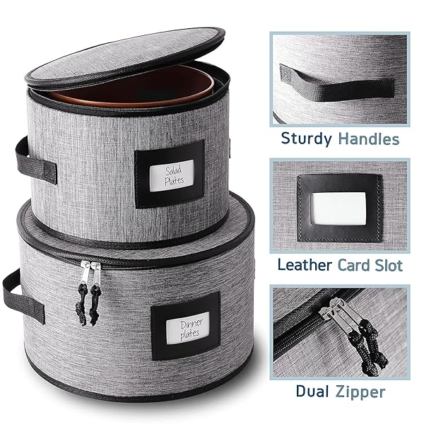 STORAGEBUD Fine China Hard Shell Dish Organizer 5 Piece Stackable Mug and Plate Storage Containers with Dividers for Easy Moving and Seasonal Storage - View 5 of 8