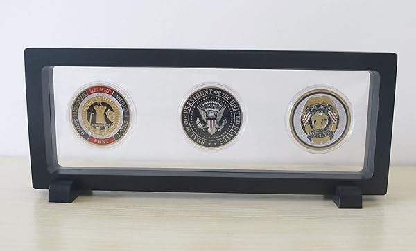 HillSpring Coin Display Frame Clear 3D Floating Holder Box Case for Challenge Coins Medals Jewelry 9 Inch Black Rectangle - View 3 of 7