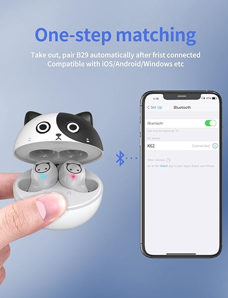 AMAFACE AMAFACE Wireless Earbuds with Microphone Cartoon Design 32H Playtime Waterproof HiFi Stereo Earphones for Kids and Adults - View 6 of 8