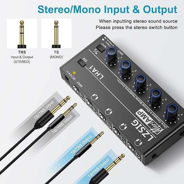 LZSIG Upgrade Your Sound: LZSIG 4-Channel Headphone Amplifier & Mini Earphone Splitter with Power Adapter - View 6 of 8