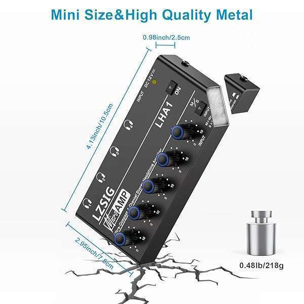 LZSIG Upgrade Your Sound: LZSIG 4-Channel Headphone Amplifier & Mini Earphone Splitter with Power Adapter - View 7 of 8