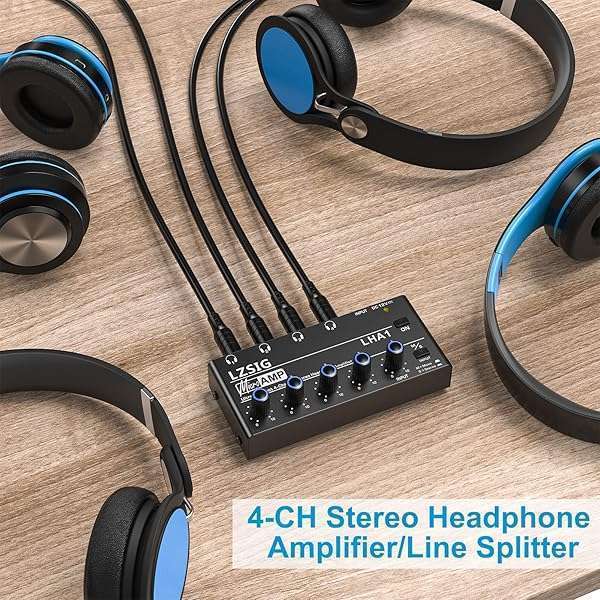 LZSIG Upgrade Your Sound: LZSIG 4-Channel Headphone Amplifier & Mini Earphone Splitter with Power Adapter - View 8 of 8