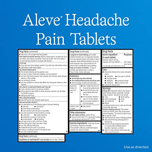 Aleve Aleve Headache Pain Reliever - Fast Relief with Naproxen Sodium, 175 Count Tablets for Adults - View 10 of 10