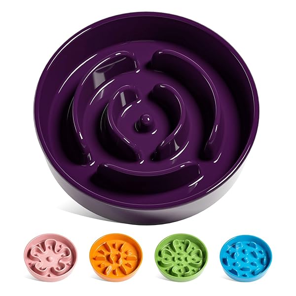 LE TAUCI LE TAUCI Slow Feeder Dog Bowls Ceramic 1.5 Cup Puzzle Bowl for Small Medium Breeds Maze Design Ideal for Fast Eaters Purple - View 2 of 9